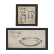 Vintage Tableware Sketch (Set of 2)