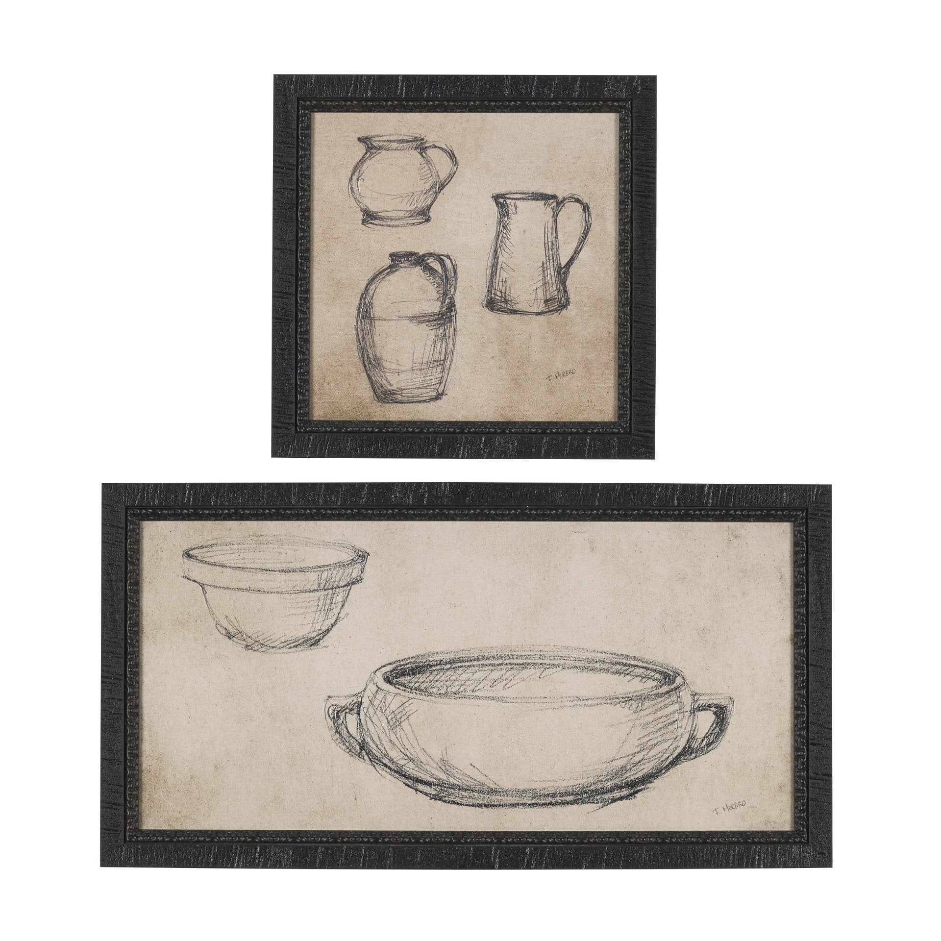 Vintage Tableware Sketch (Set of 2)