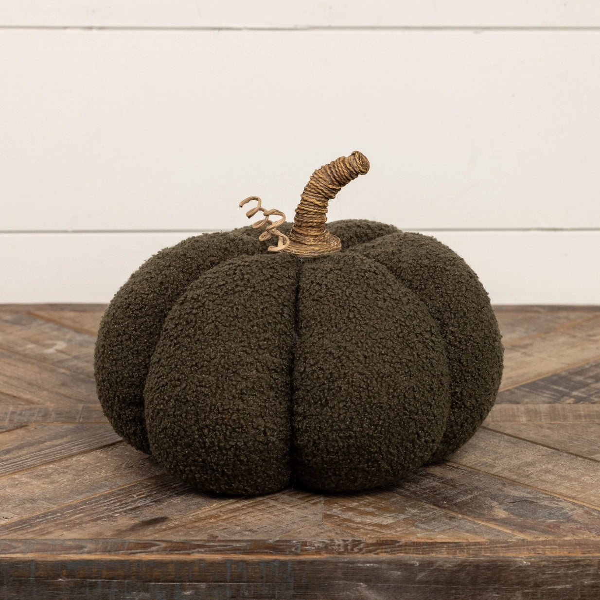 8" Dark Green Boucle Pumpkin