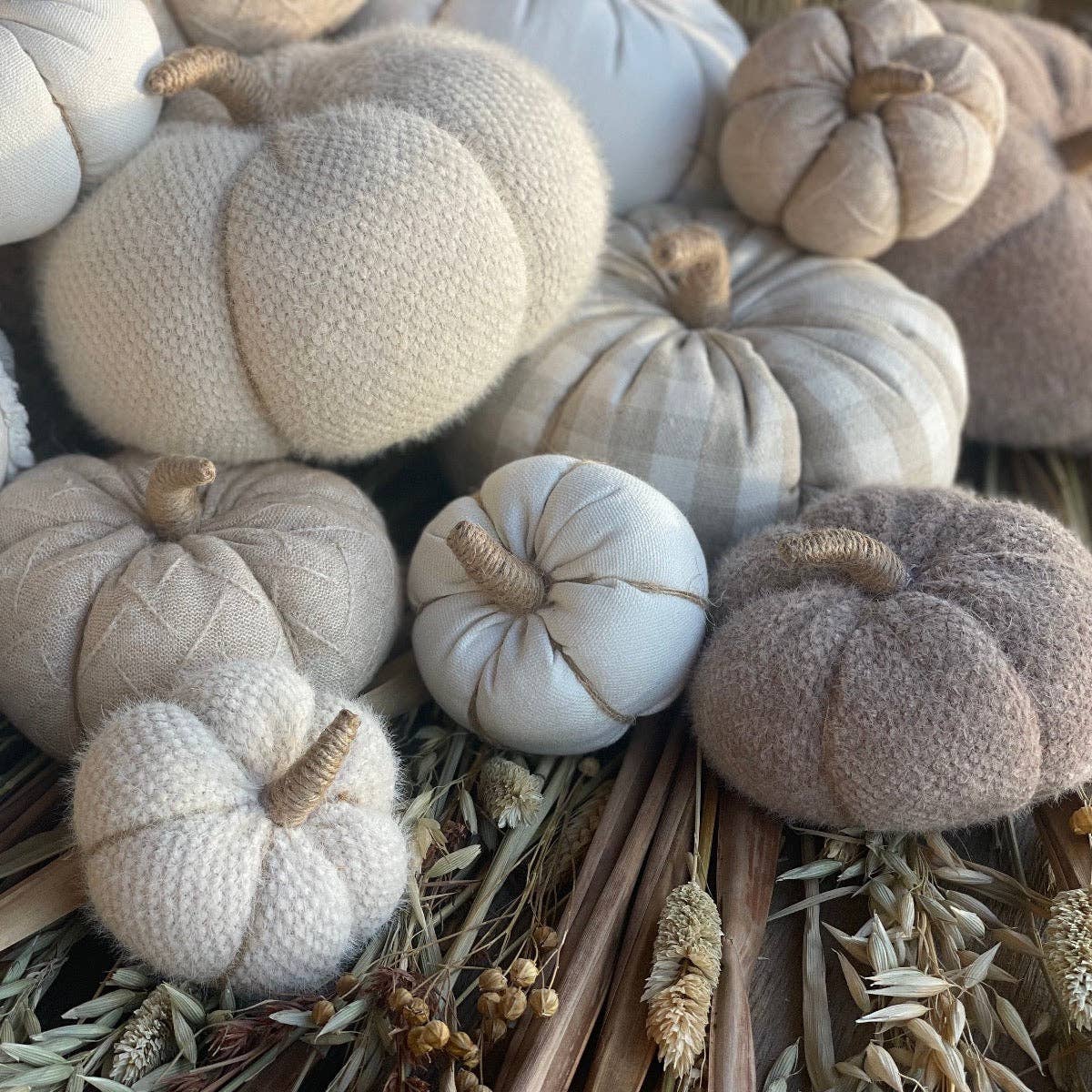 Tan Check Fabric Pumpkin