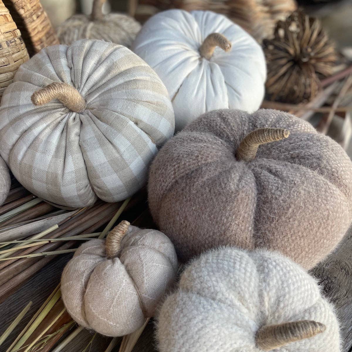 Tan Check Fabric Pumpkin