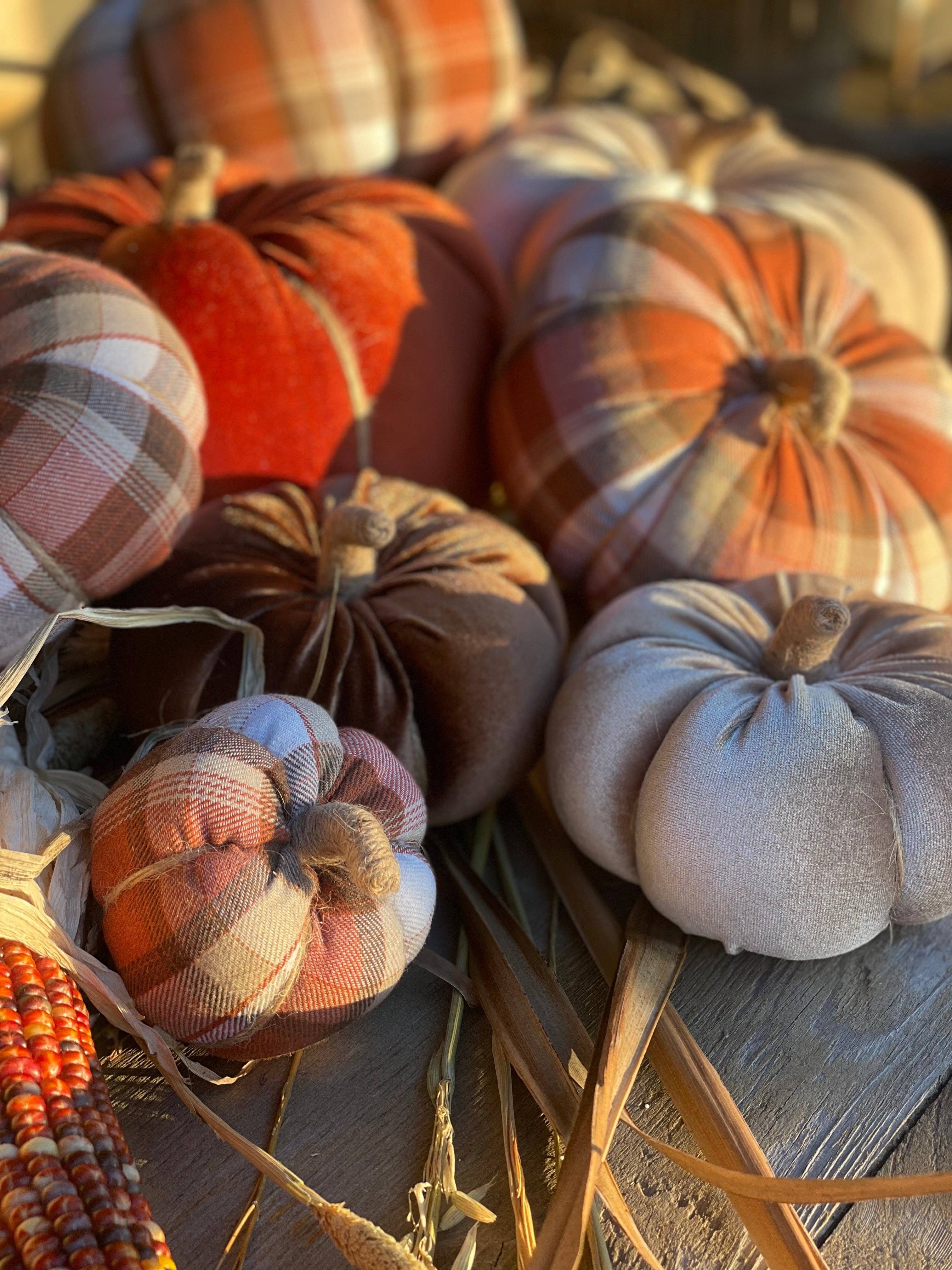 Autumn Plaid Fabric Pumpkin