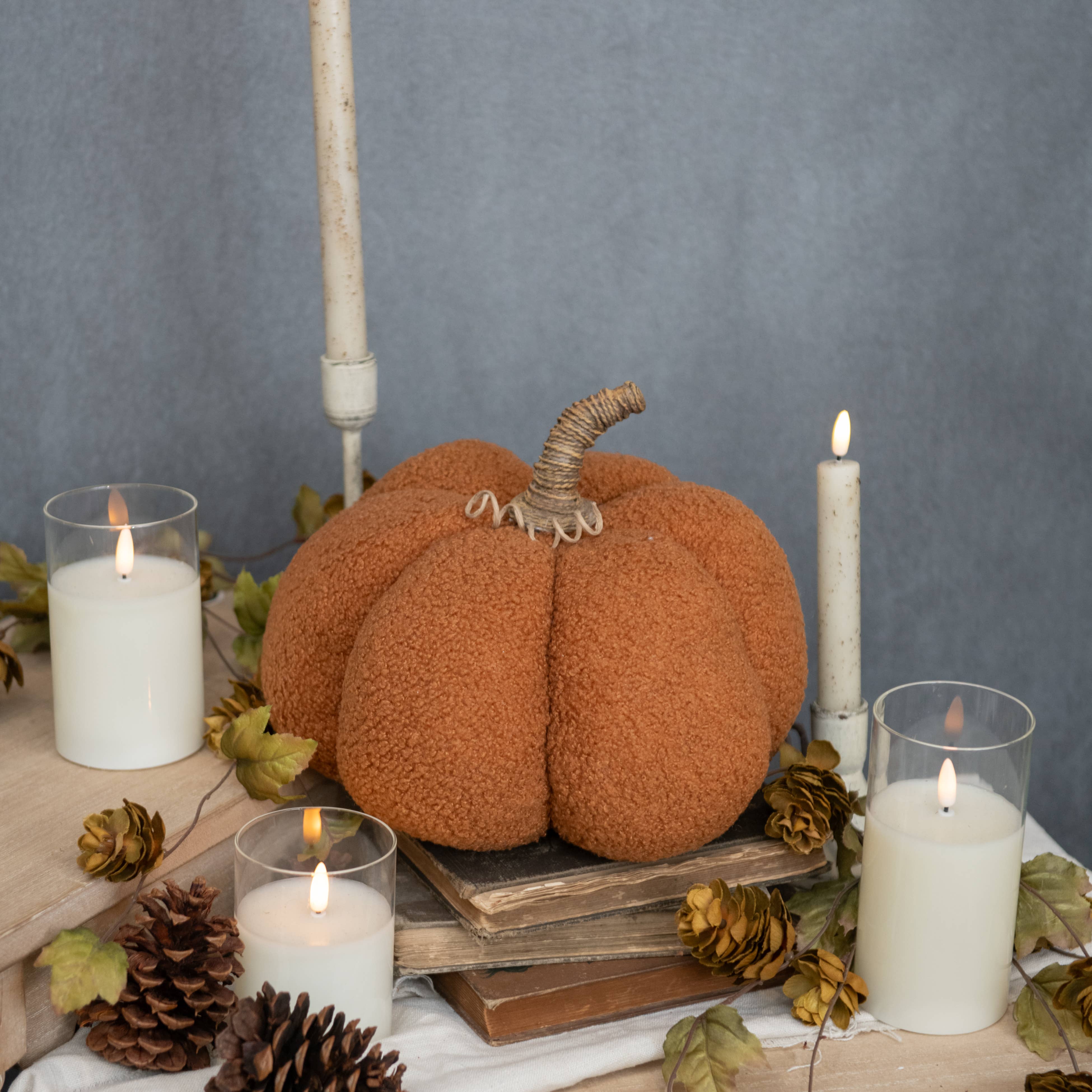 8" Orange Boucle Pumpkin
