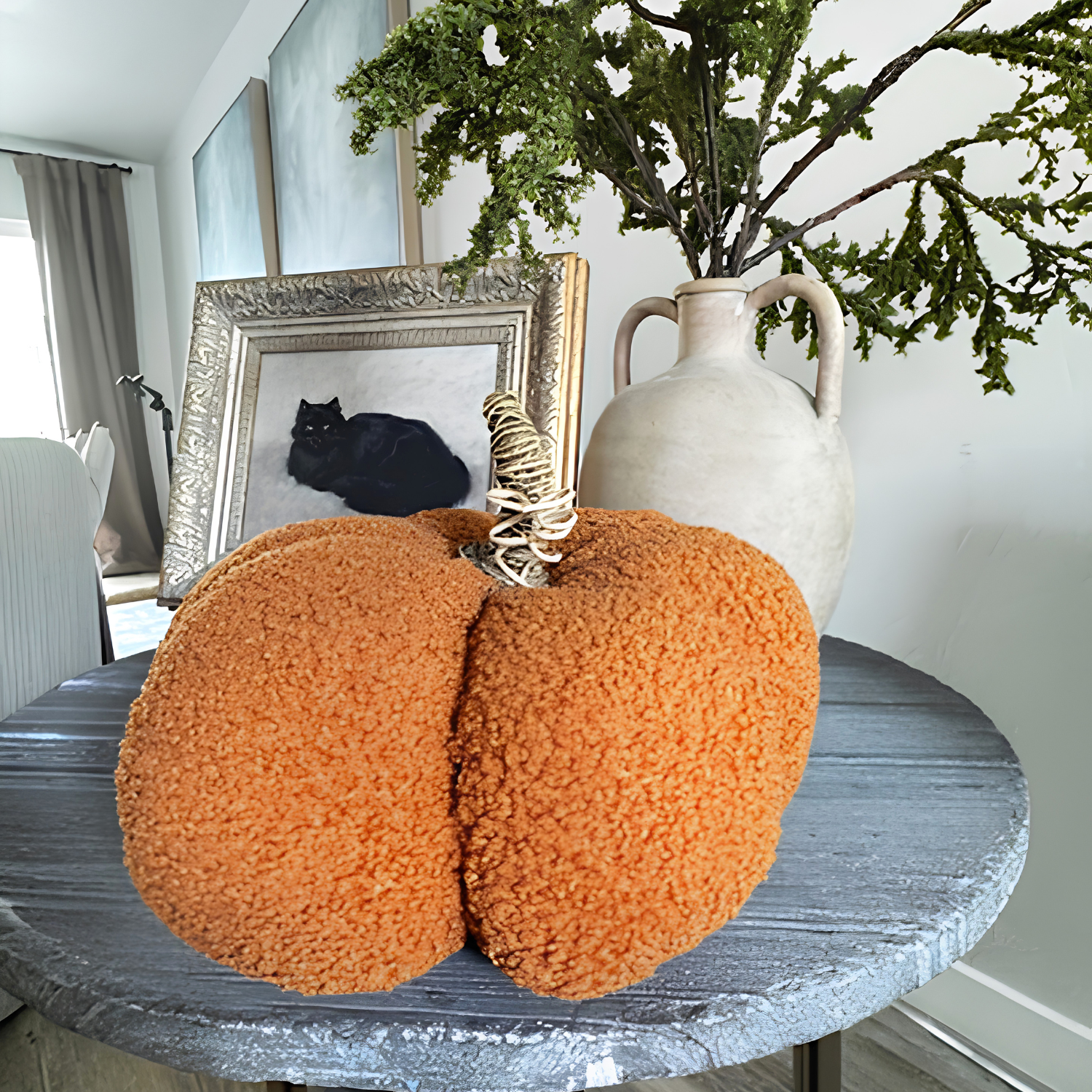 8" Orange Boucle Pumpkin