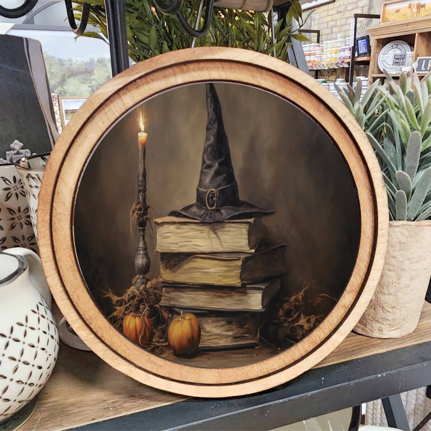 8" Round Halloween Books Art