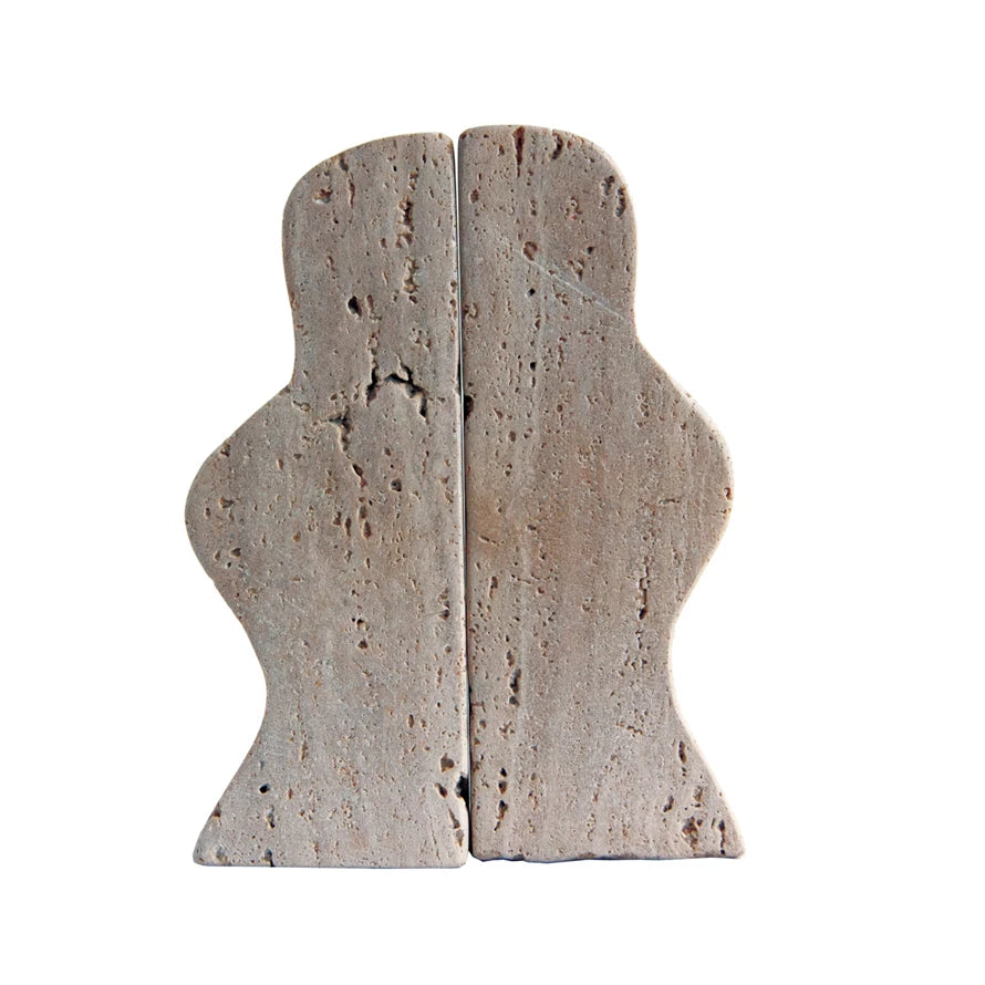 Travertine Wave Bookends