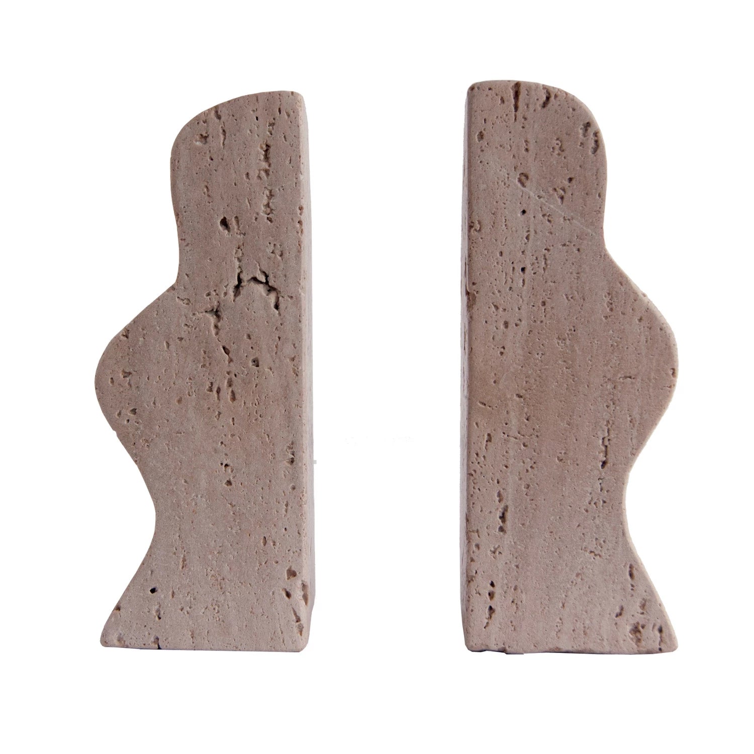Travertine Wave Bookends