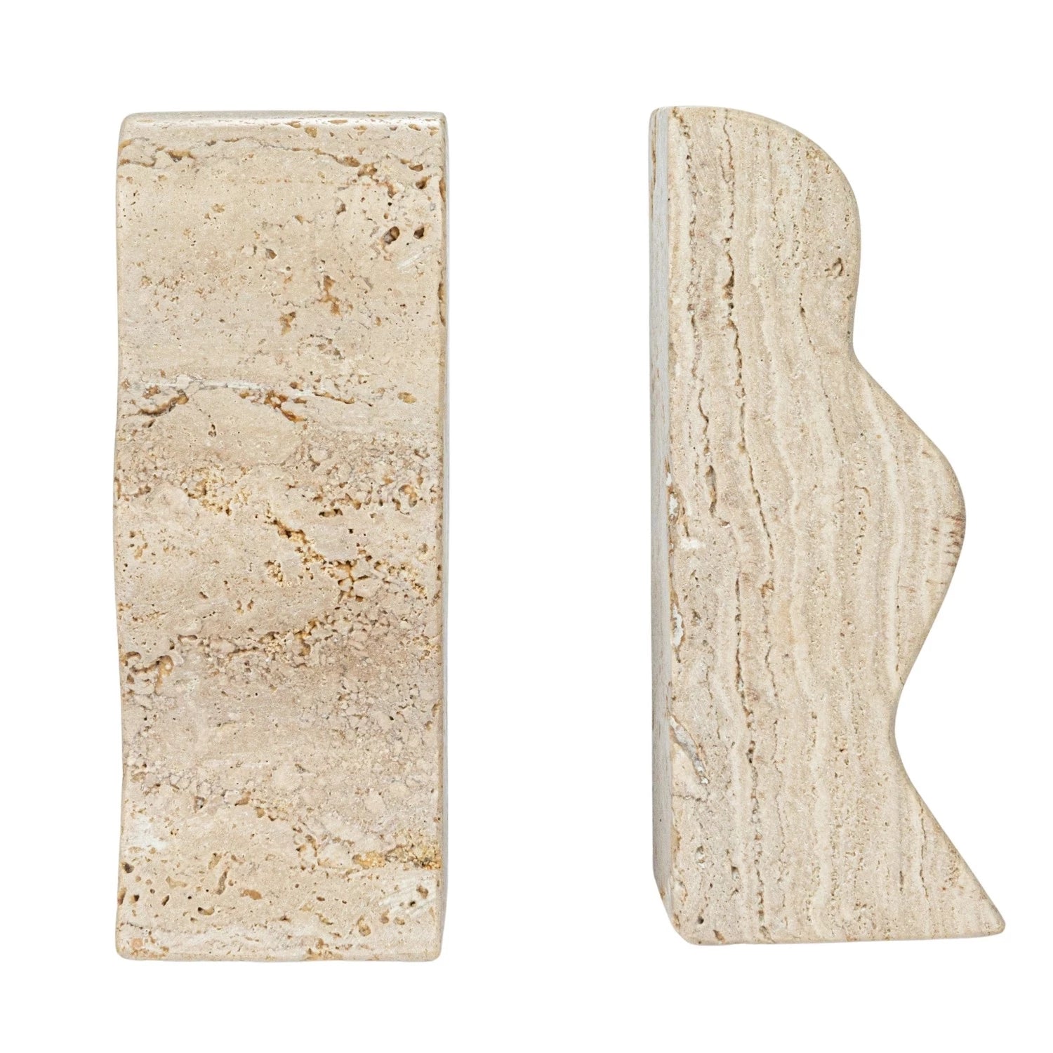Travertine Wave Bookends