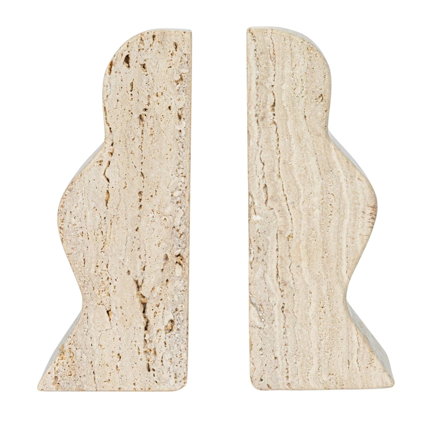 Travertine Wave Bookends