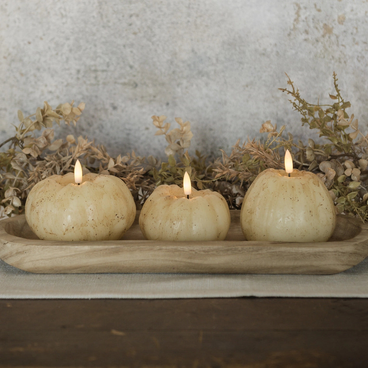 3" Cream 3D Flame Short Pumpkin Candle