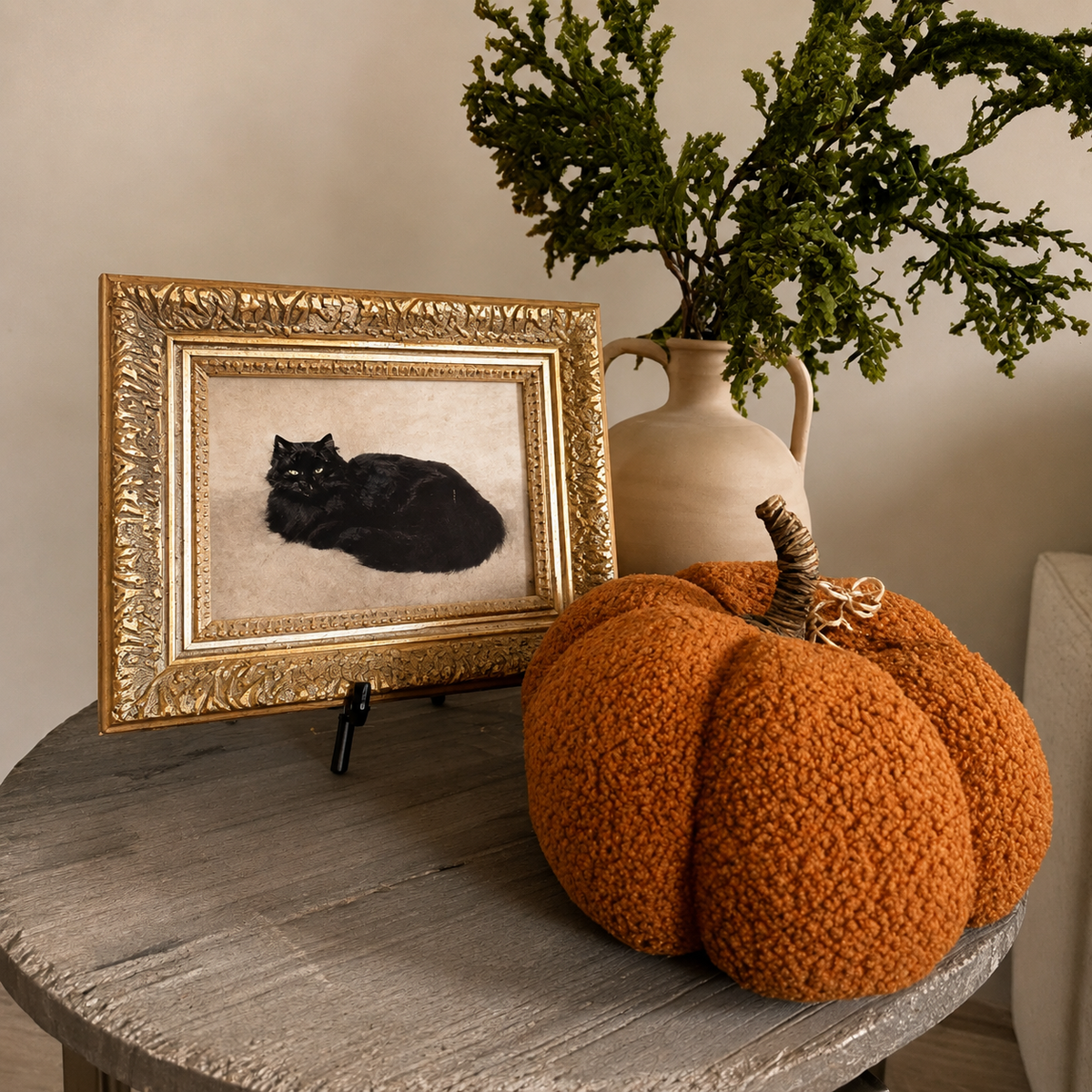 8" Orange Boucle Pumpkin